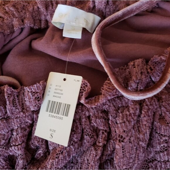 Anthropologie Eri + Ali Lace Off Shoulder Textured Lace Embroidered Top Small - Picture 5 of 11